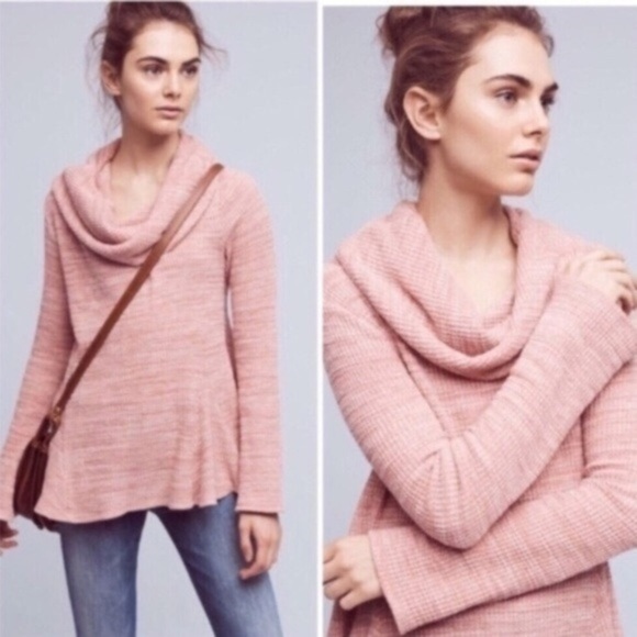 Anthropologie Postmark Sweater Size Small Pink "Maurisa" Cowl Neck Long Sleeves - Picture 8 of 11